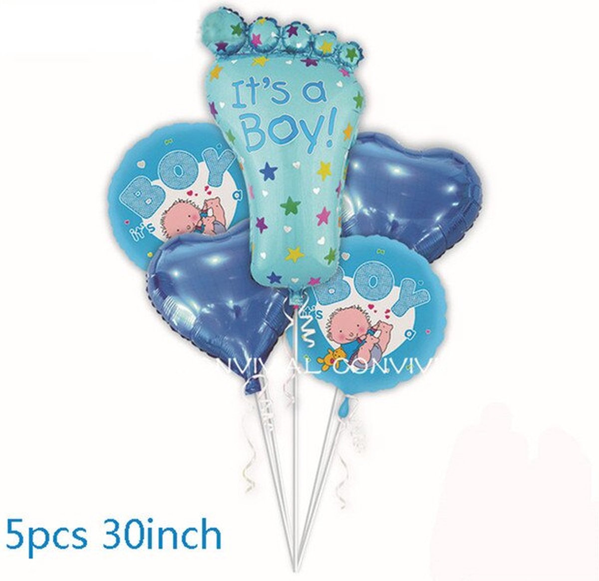 Babyshower Versiering Jongens - baby decoratie Its a Boy - Geboorte versiering Jongens - versier pakket blauw - helium ballonnen