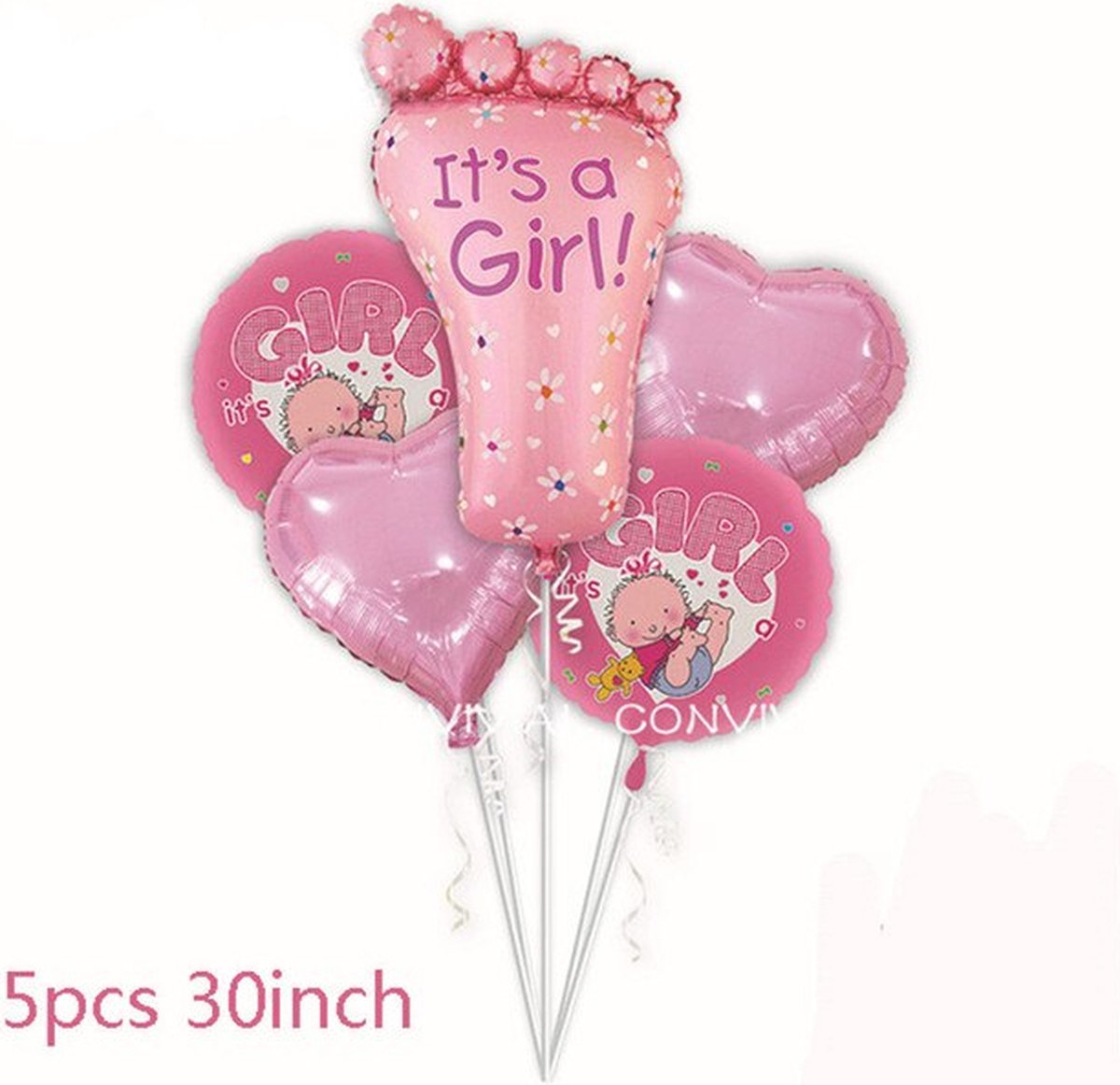 Babyshower Versiering Meisje - baby decoratie Its a girl - Geboorte versiering Meisje - versier pakket roze - helium ballonnen