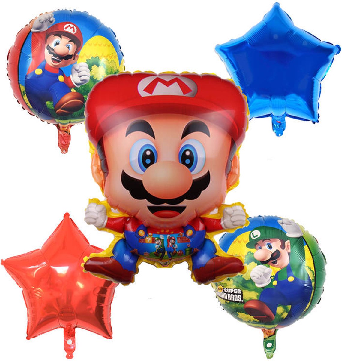 Super Mario ballon set - Helium Ballonnen Set - 5 delig - leeg - Versiering - Mario - Feest balonnen