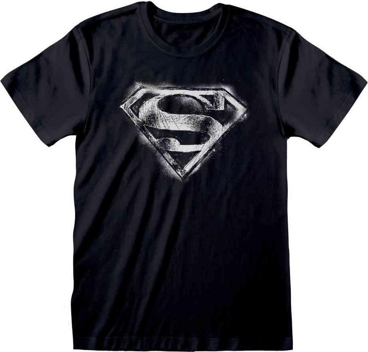 DC Comics Superman Heren Tshirt -XL- BW Distressed Logo Zwart