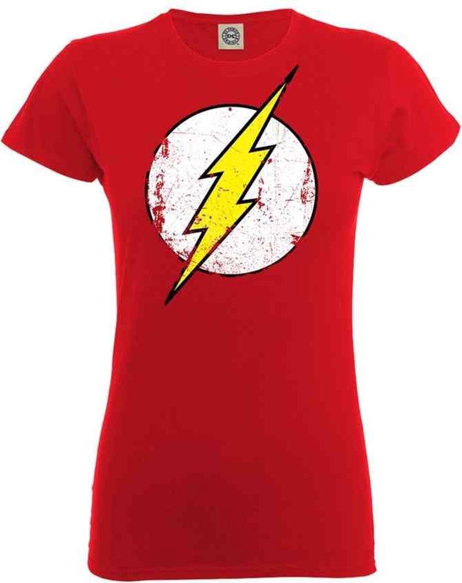 DC Comics The Flash Dames Tshirt -M- Distressed Logo Rood