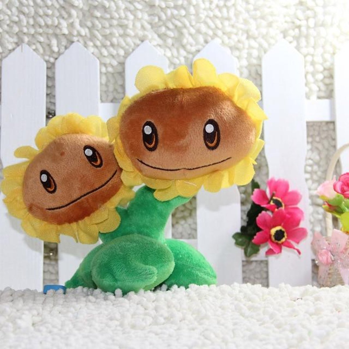 Knuffelpop 1 stks Planten vs Zombies Knuffels 13-20 cm Planten vs Zombies PVZ Planten Pluche Knuffels Zacht spel Speelgoed voor kinderen Kids Geschenken - Style 2 Twin Sunflow