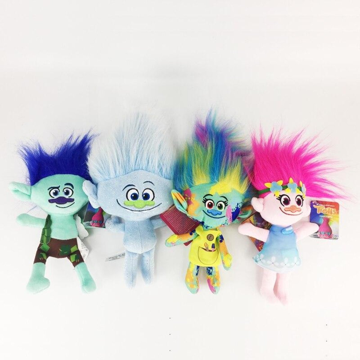 Knuffelpop 4 stks / partij 25 cm Dream Works Movie Trolls Poppy Branch Harper Guy Diamond Pluche Pop Speelgoed De Good Luck Trolls Knuffels Geschenken