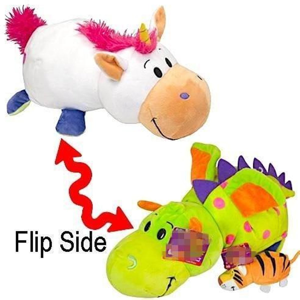 Knuffelpop 43 cm 4 kleuren Eenhoorn tot draak en olifant tot tijger en egel tot schildpad knuffel Kussen pop knuffel voor je baby - 43cm / Unicorn to  Dragon