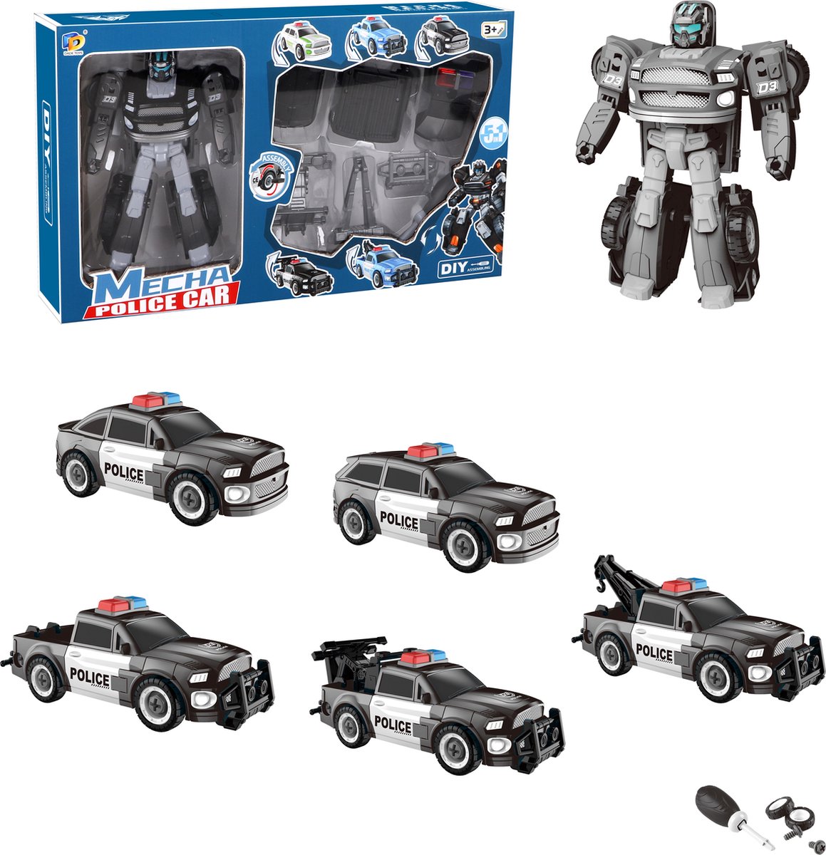 Mecha DIY Politie robot - Optimus Prime - Deformation robot en auto - 2 in 1