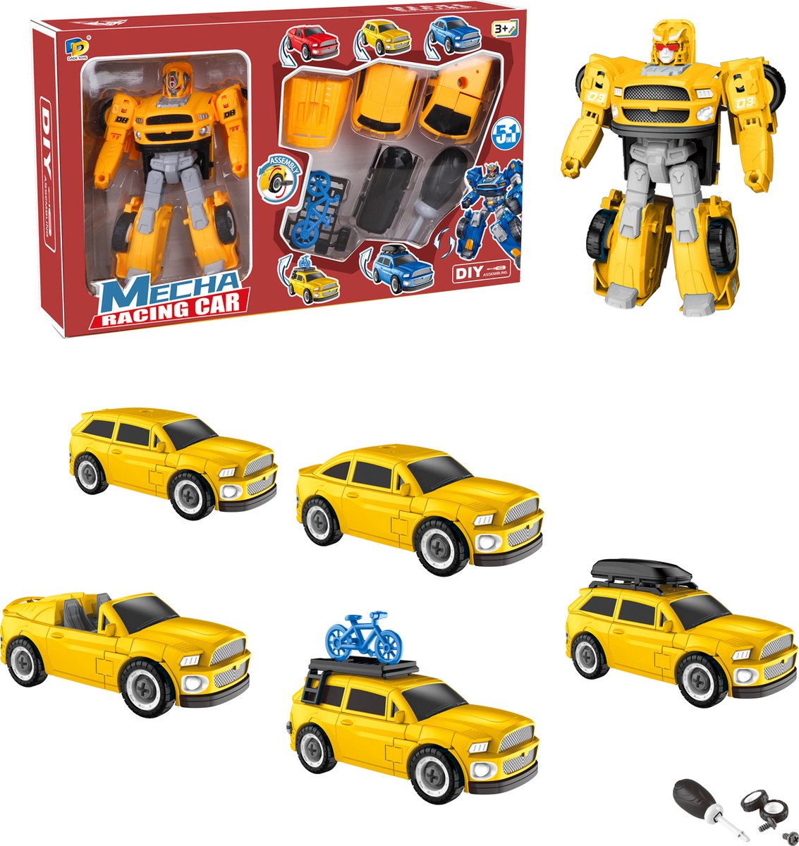 Mecha robot - DIY Deformation set - robot en auto 2in1 - Optimus Prime Geel
