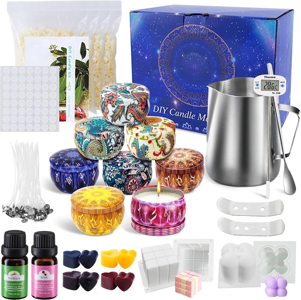 DD Candle Making Kit - Kaarsen Maken Set - Soy Wax - Complete Set