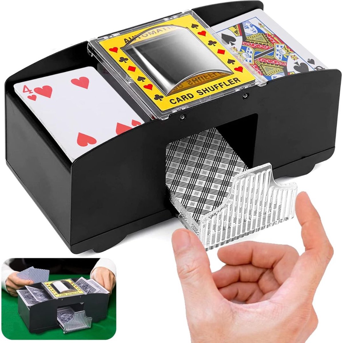 DD Kaartenschudmachines - Speelkaarten - Kaartenschudder - card shuffler - 22x12x11cm - Zwart