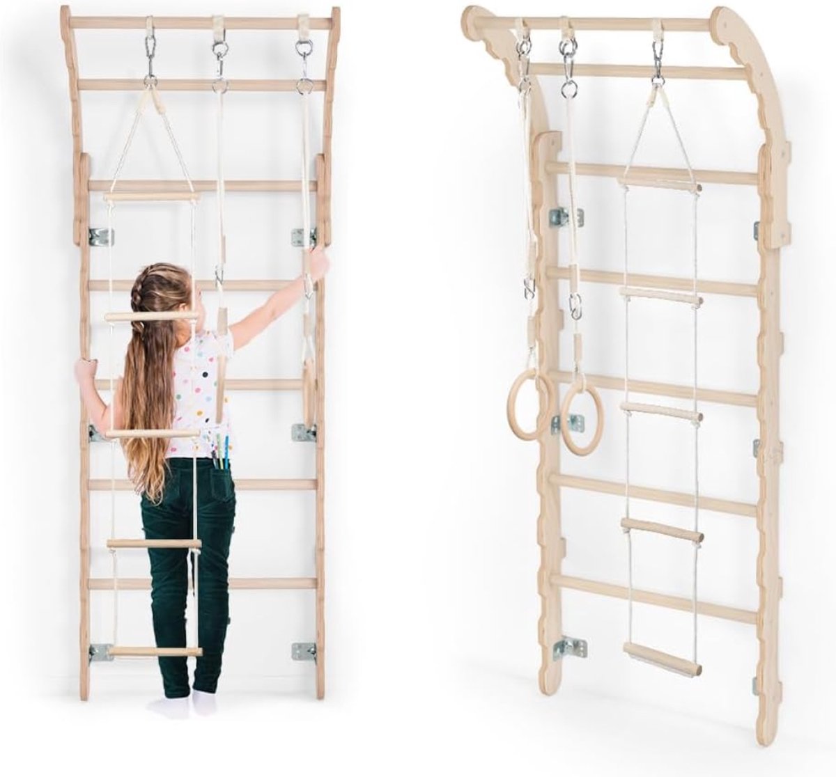 DD Klimrek Binnen - Pikler - Wandklimrek - Turnrek - 7x66x175cm - Bruin