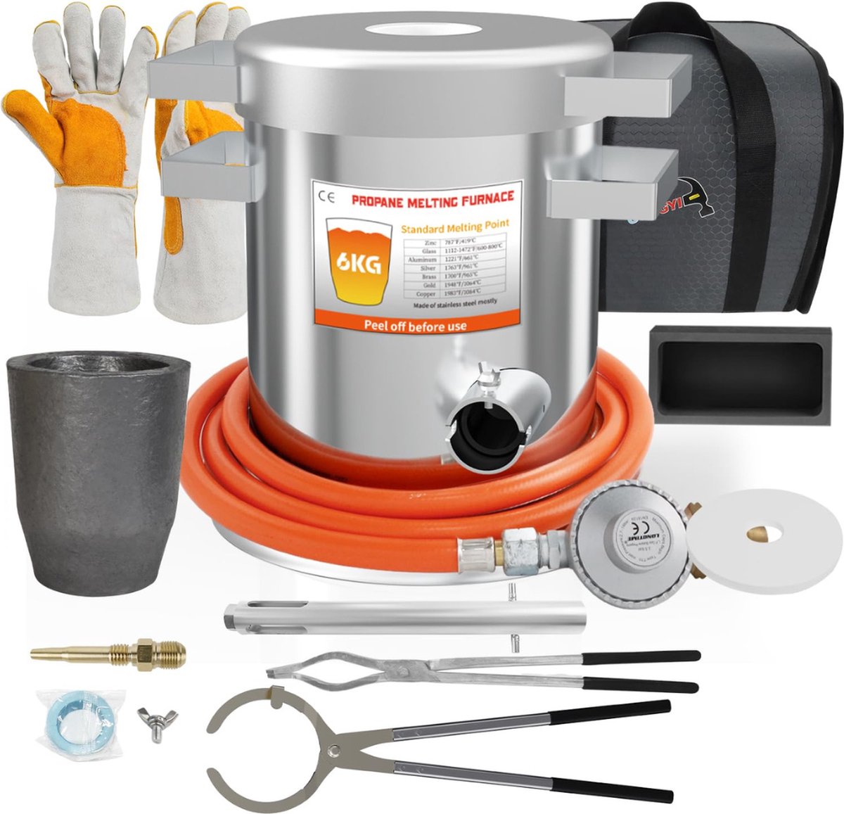   Smeltoven - Metaal Smeltoven - Smeltkroes - 31x29x38cm - Zilver