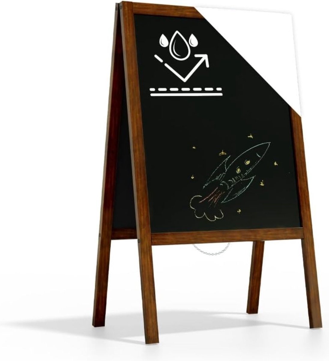 DD Stoepbord - A1 - Flipover - Krijtbord -2x60x100cm - Bruin