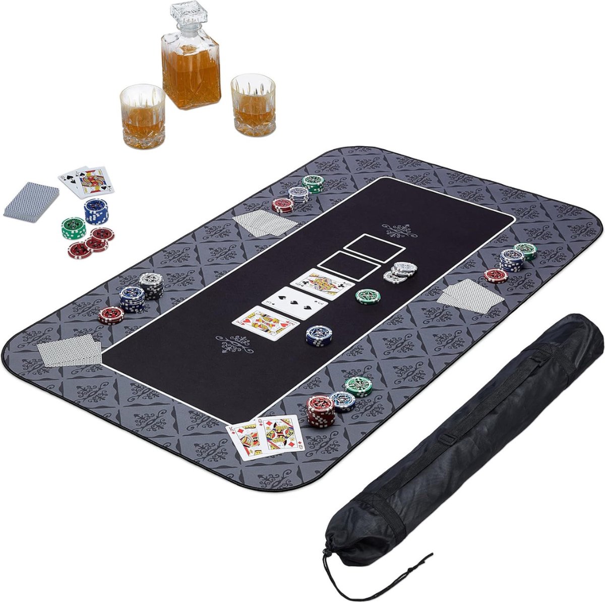 Pokermat -   met Opbergtas - Poker Set - 100 x 60 - Texas Holdem