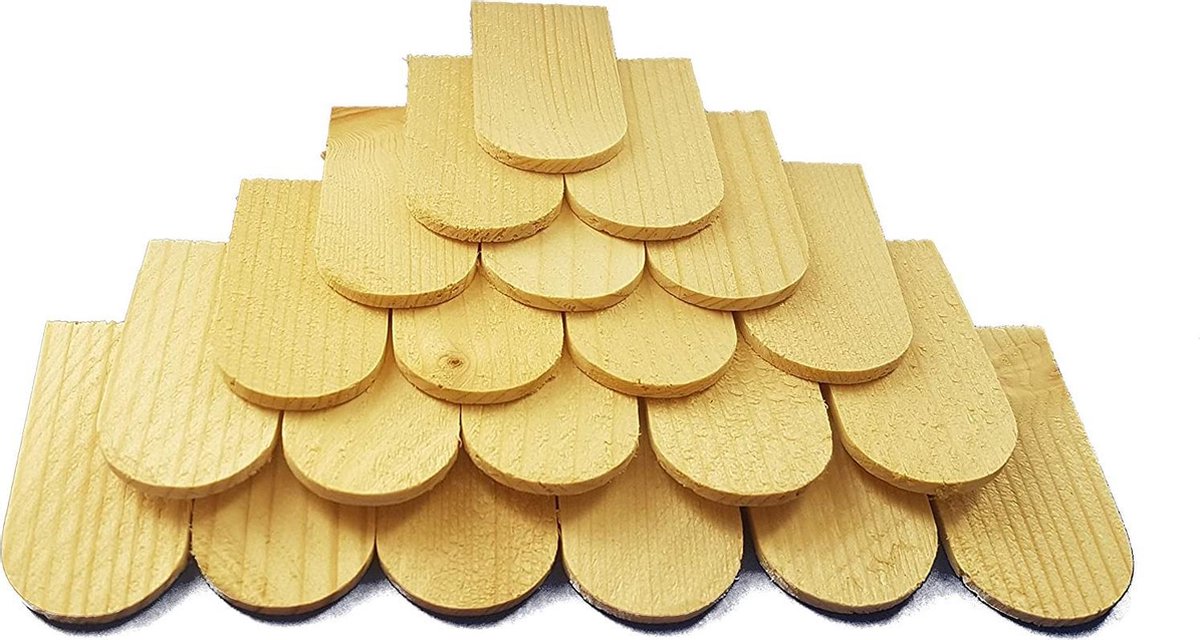 Mini houten shingles / Dakpan van sparrenhout - 100 stuks - geschikt voor kribbe, poppenhuis, vogelhuisje