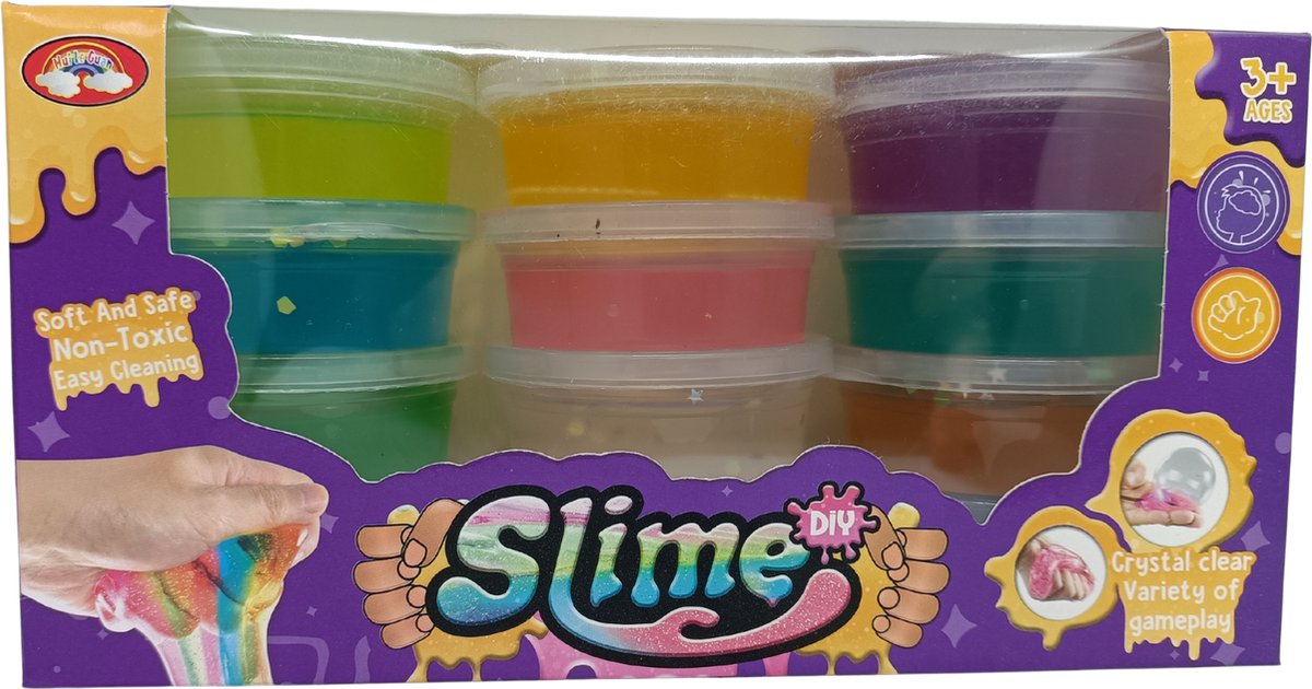 Slime - Slijm - 12 Potjes - Squishy - Putty - Helder Gekleurde Slime