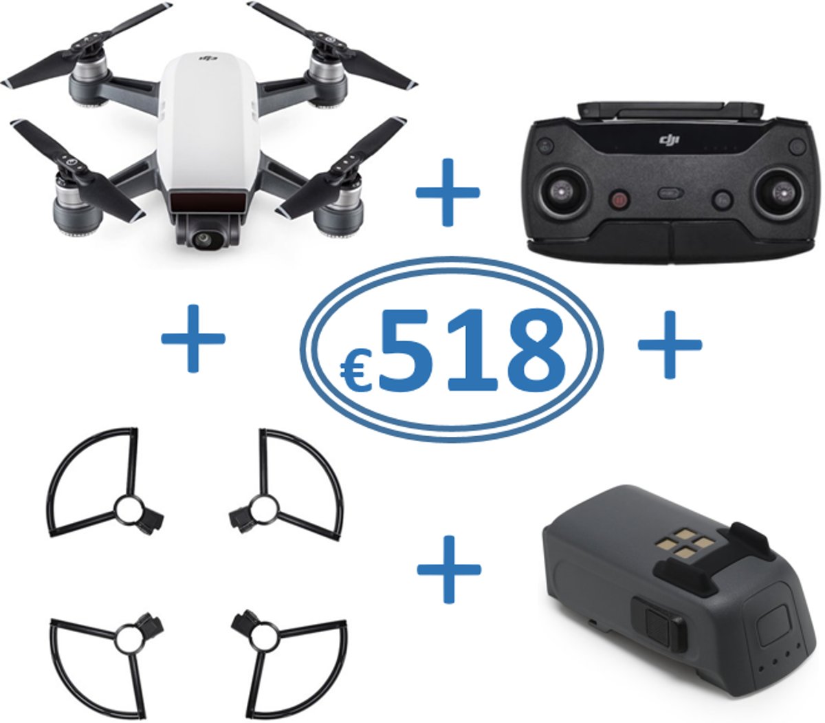 DJI Spark Alpine White Combo (+Remote Controller + Extra Battery + Propeller Guards)