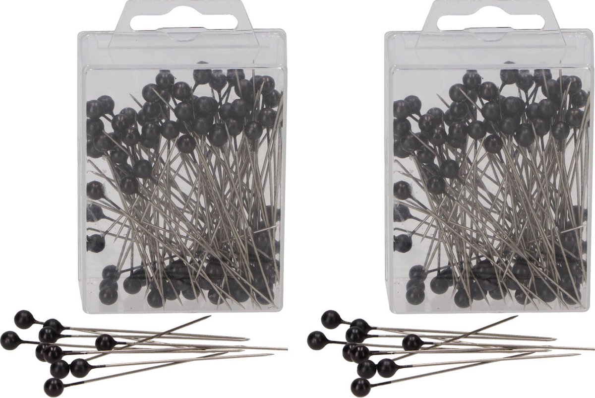 DK Design  en met parel kop/kopspelden/naaispelden - 6.5 cm - zwart - 200x stuks - sierspelden