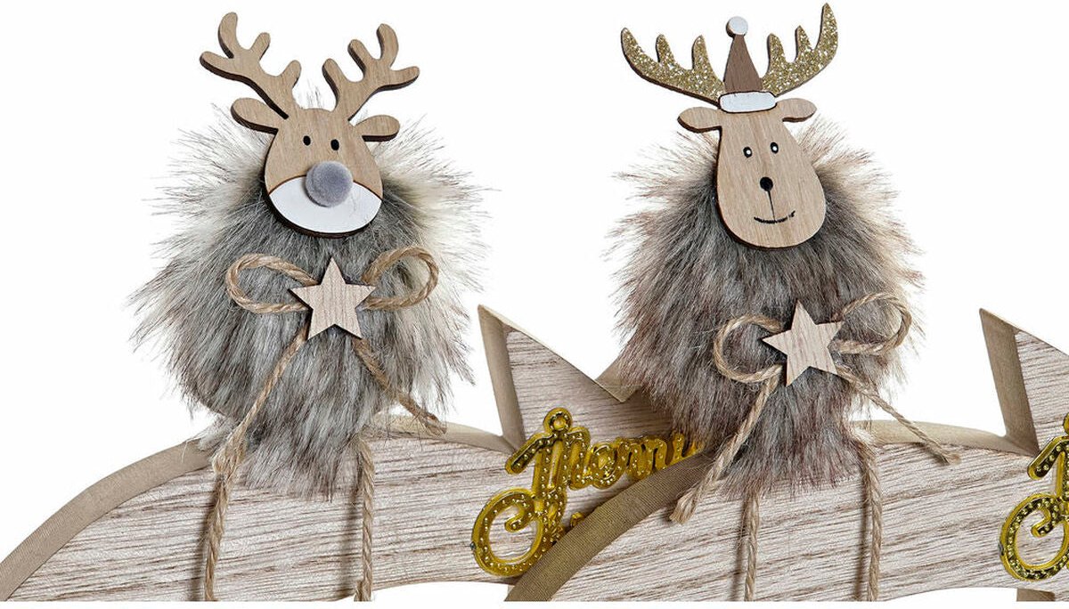 Kerstversiering DKD Home Decor Hout MDF (20 x 3 x 18 cm) (2 pcs)