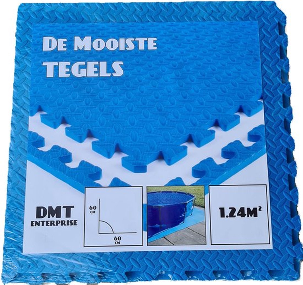 Zwembad Tegels - EVA Foam - 0.62m x 0.62m x 1cm - Pak van 4 Stuks - 1.24M² - Blauw - Zwembad accessoires - Vloer Tegel - Extra Dik!