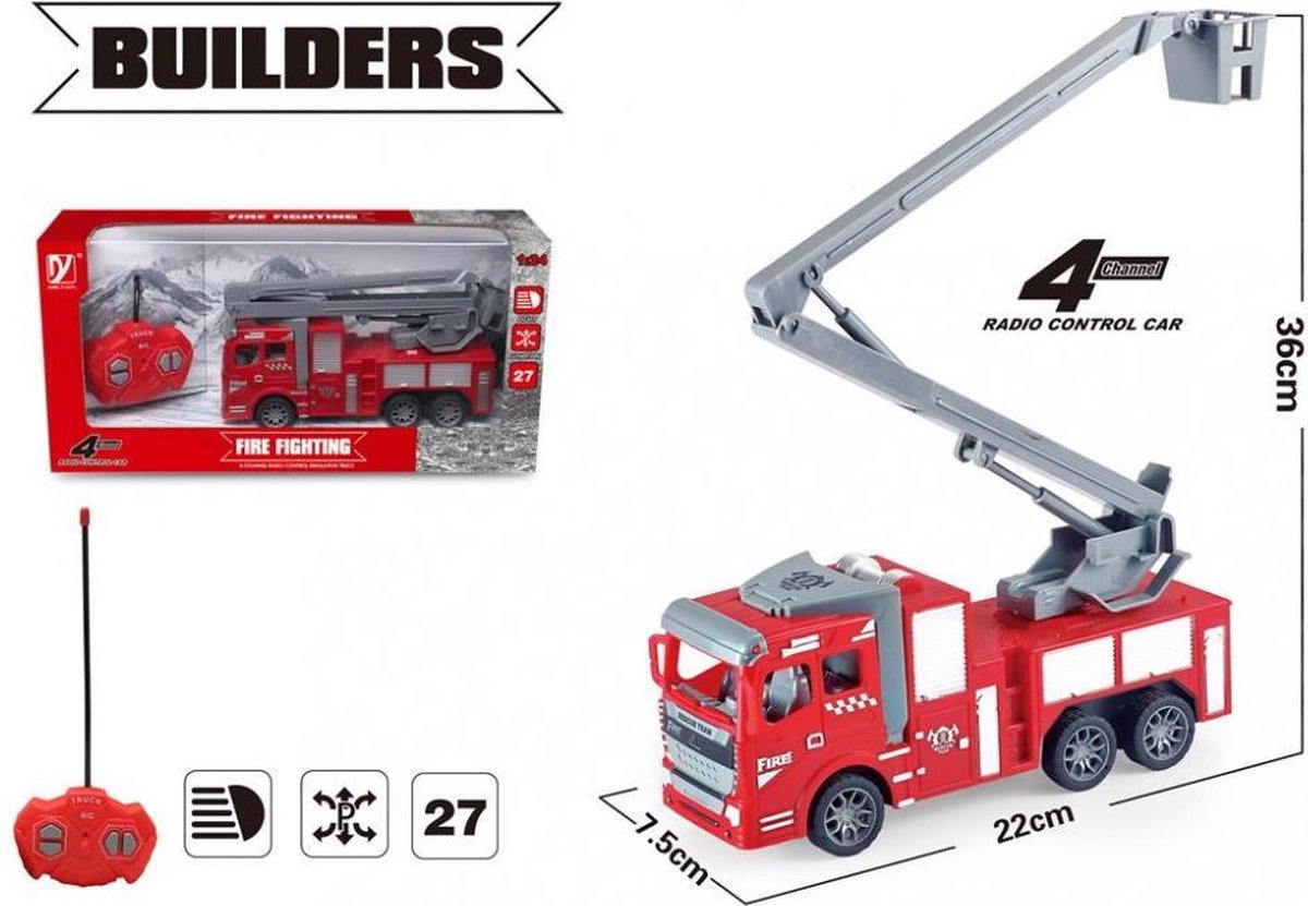 Dong Toys , brandweerauto met afstandsbediening , 22 x 8 x 36 cm. , schaal 1:24