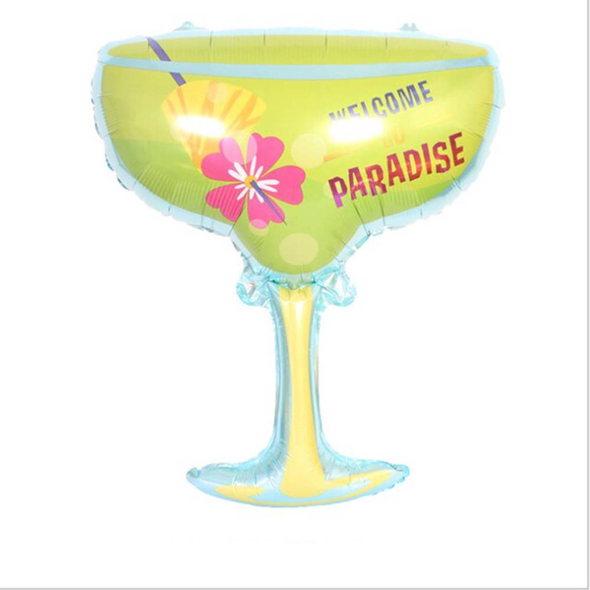 DW4Trading Folieballon Cocktailglas Welcome To Paradise - Feesten en Partijen - 60x78 cm - Groen