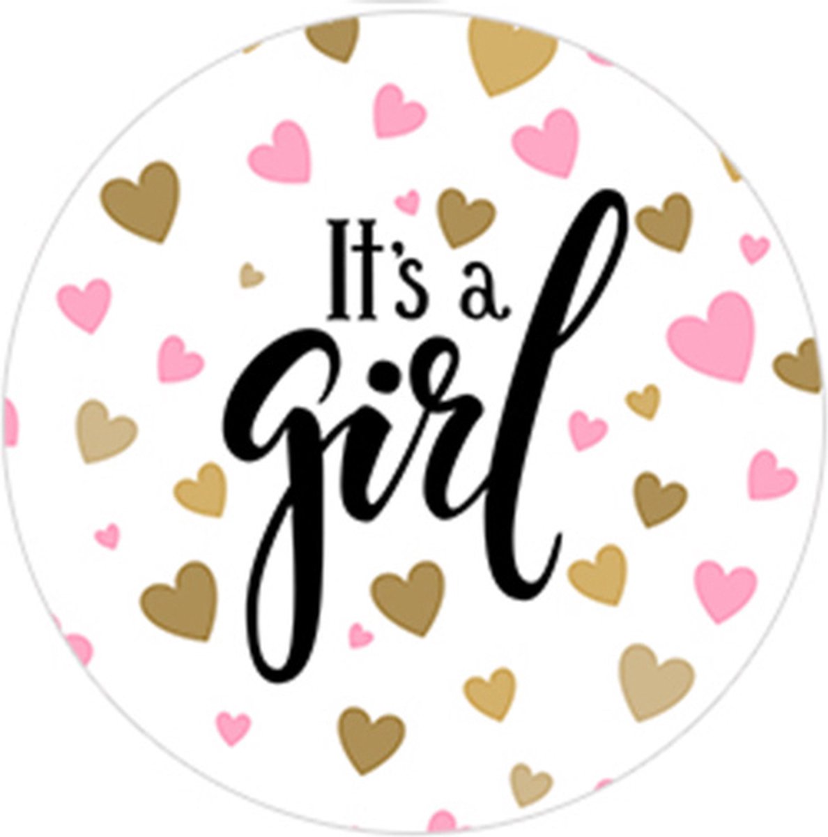 DW4Trading Geboorte Sticker Its A Girl Hartjes Goud-roze - Envelop - Sluitsticker -  Babyshower - 24 Stuks – Ø 4,5 cm