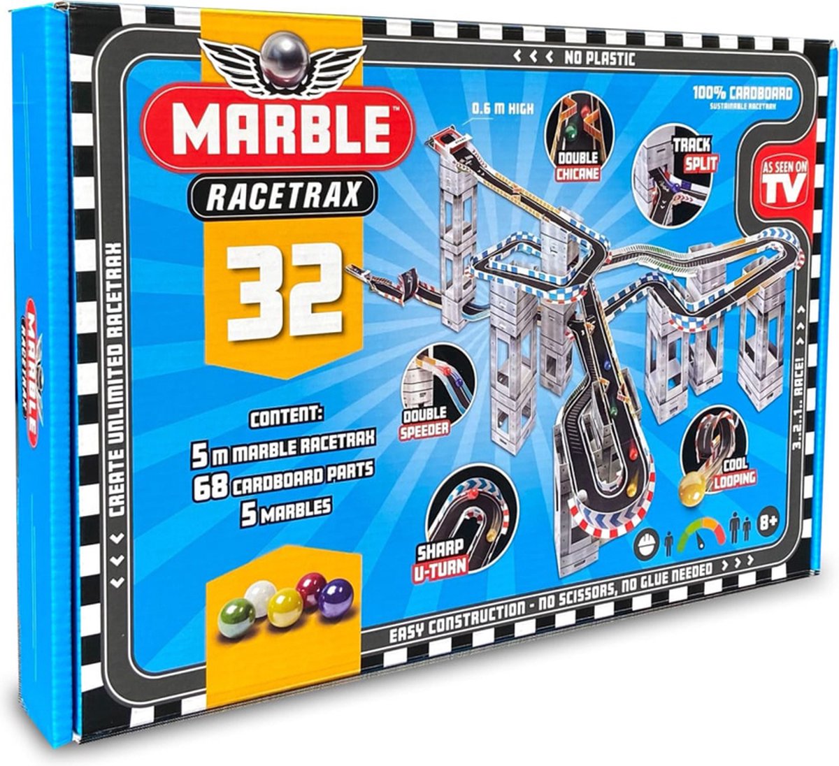   Marble Racetrax 32 - Racebaan -   Set - 32 Sheets - 5 Meter