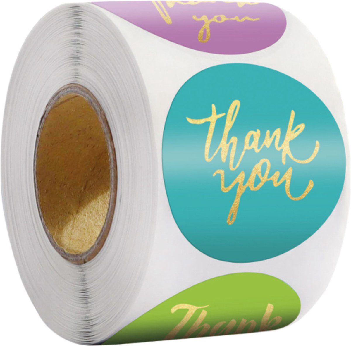 DW4Trading® Stickerrol thank you pastel kleuren 2,5 cm 500 stuks