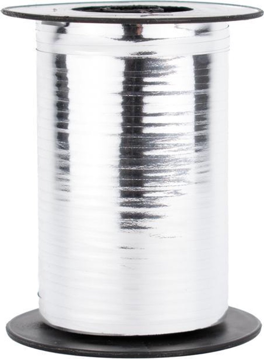 Cadeaulint - Krullint - Lint - Zilver (Metallic, 250 meter, 5mm)