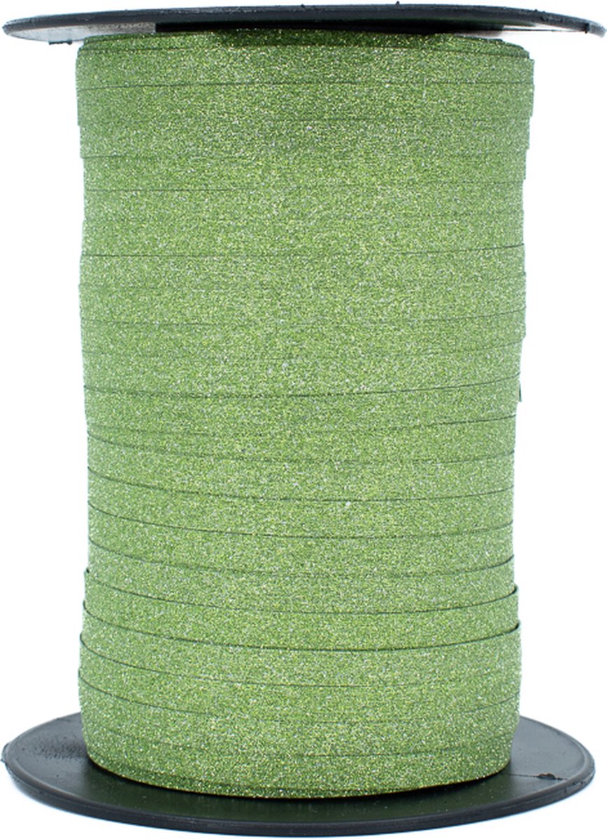 Glitter krullint groen - 151 meter cadeau lint