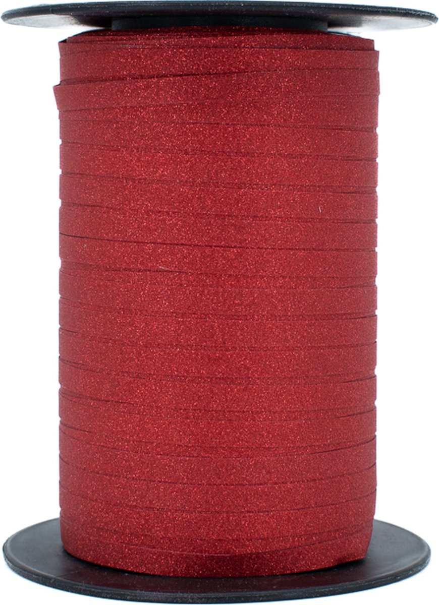 Glitter krullint rood - 151 meter cadeau lint