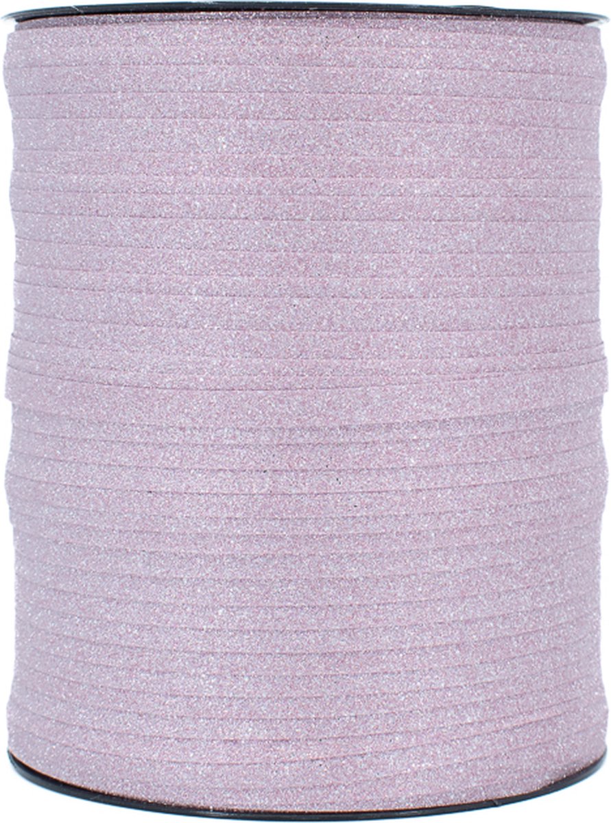 Glitter krullint roze - 151 meter cadeau lint