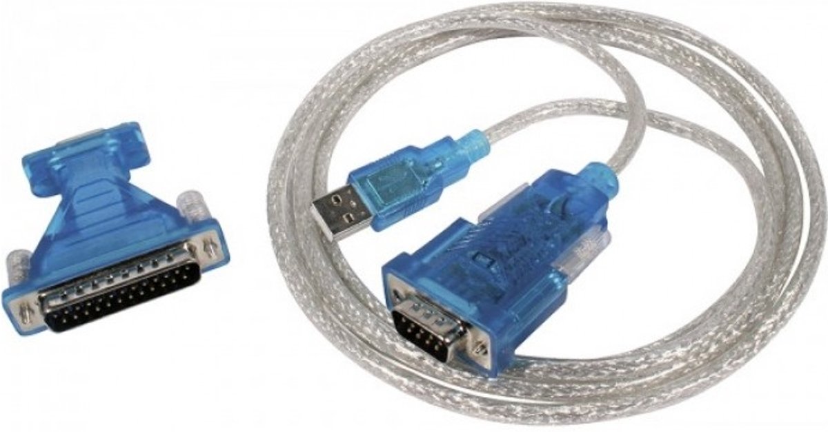 Dacomex 151307 USB 2.0 Type A DB9/DB25 Blauw, Transparant kabeladapter/verloopstukje