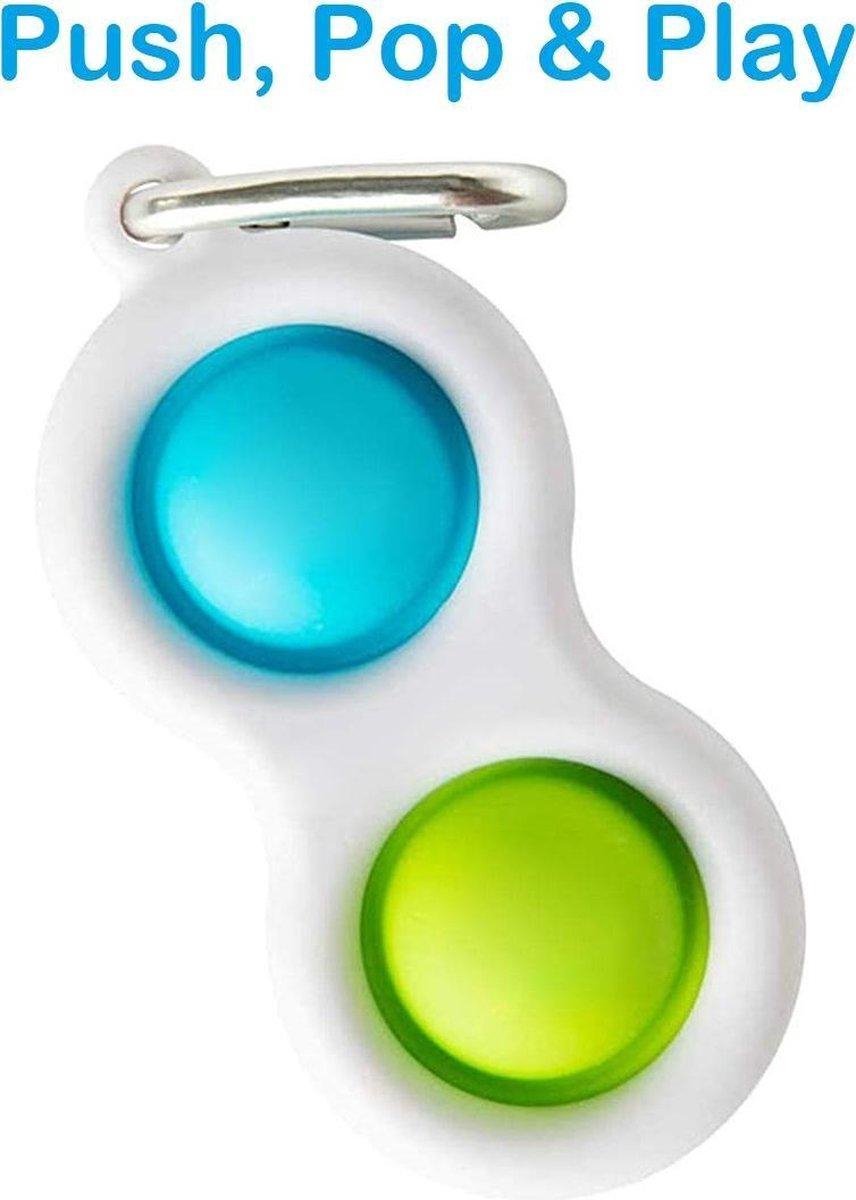 Simple Dimple - Fidget Toys - Pop It Fidget Toy - Sleutelhanger - Blauw - Groen