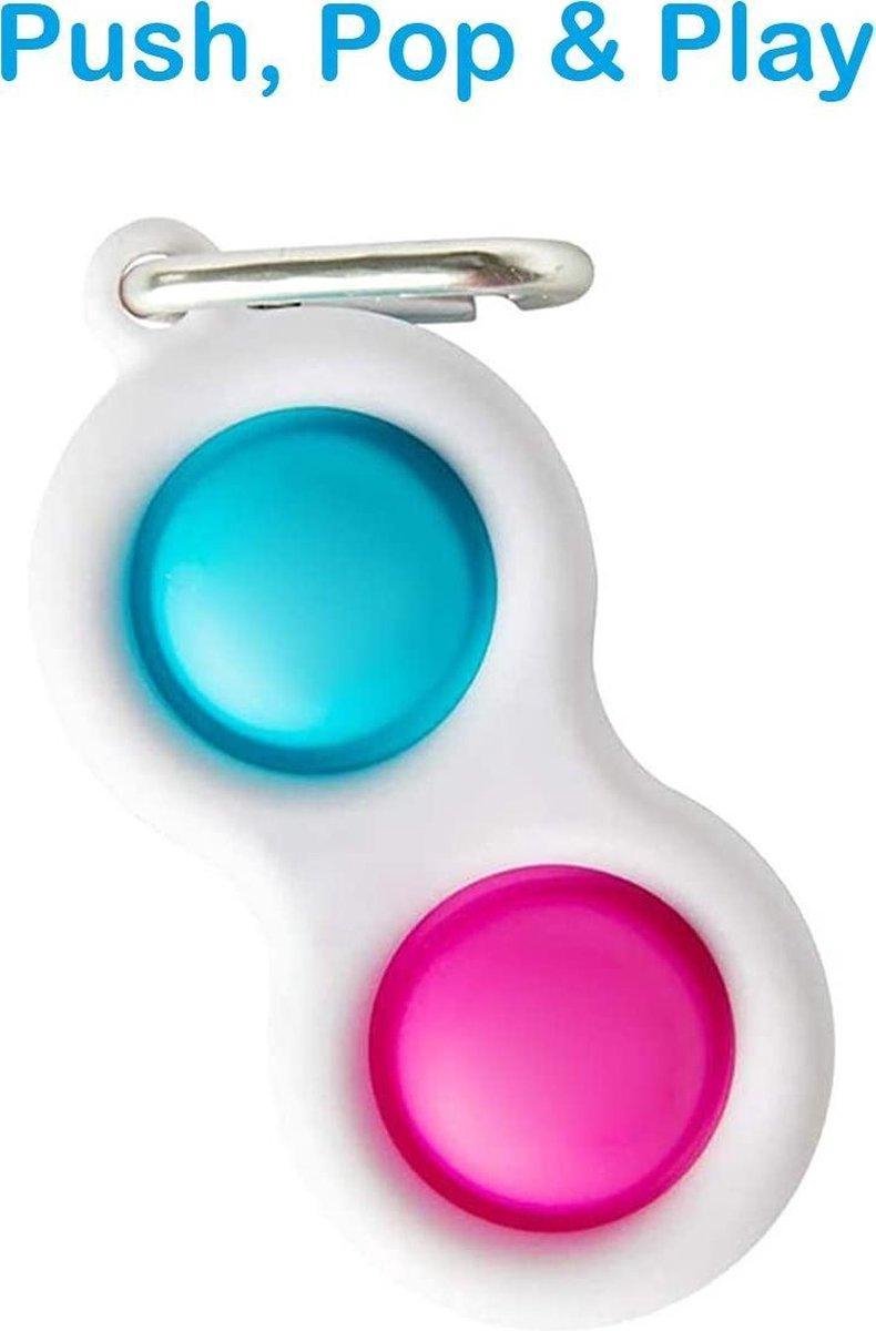 Simple Dimple - Fidget Toys - Pop It Fidget Toy - Sleutelhanger - Blauw - Roze