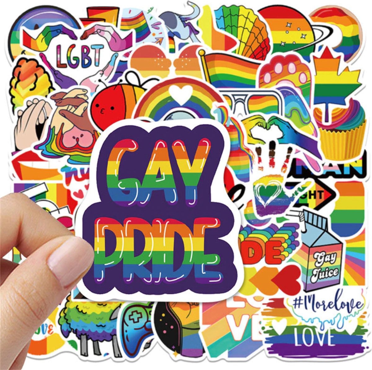 Daily Essentialz Gay Stickers - LGBTQ - Pride - Regenboog Vlag - Gay Pride - Pride Pin - Stickers Volwassenen - Skate stickers - 50 stuks