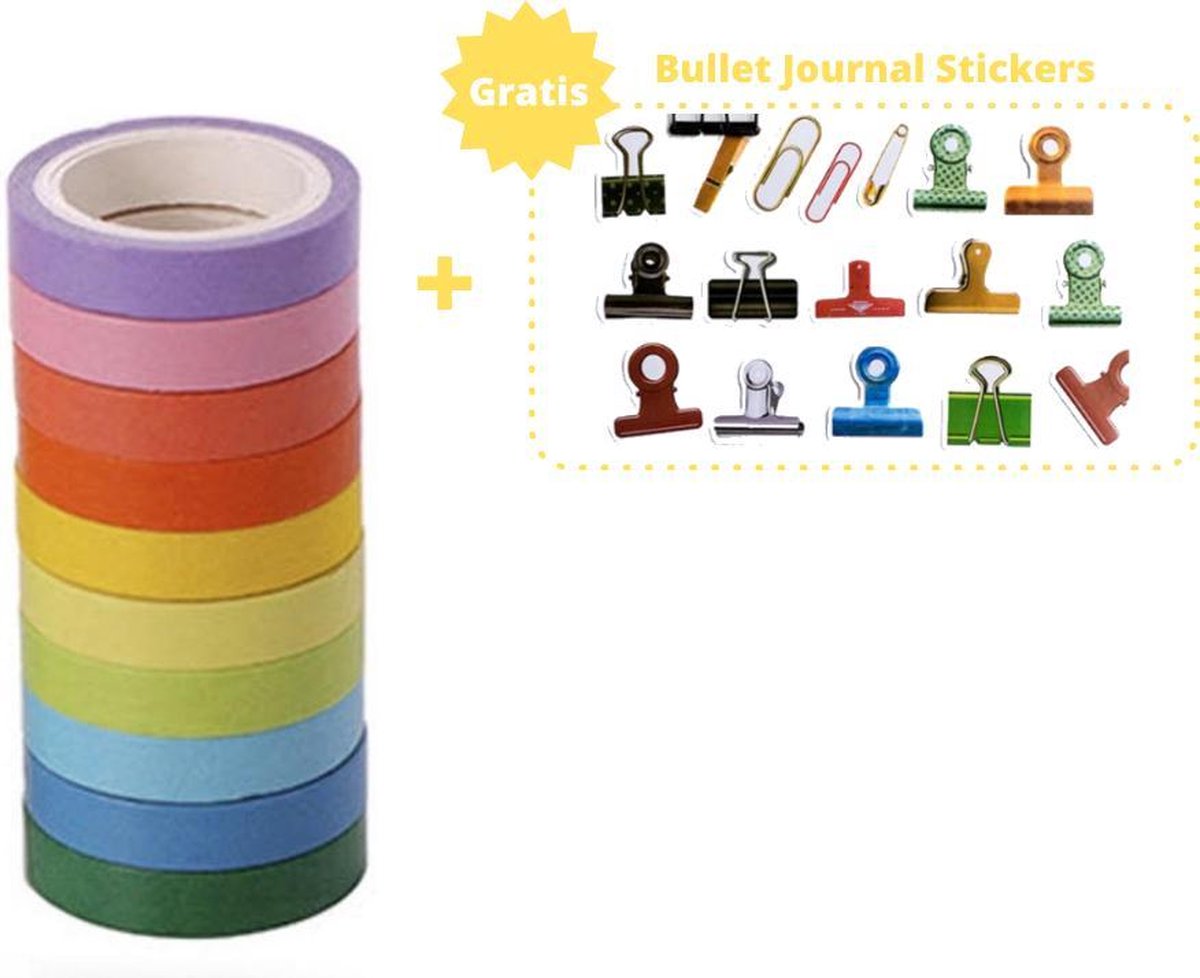 Washi Tape - Masking tape - Bullet Journal Stickers – Bullet Journal Producten – Plakboek – Stickers Volwassenen – Plakband – Tape