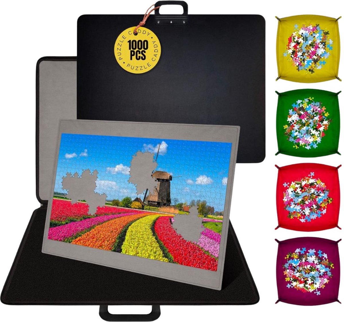 DailySuppliess Puzzelkoffer voor 1000stukjes -   - Puzzelmat - Puzzelbord - 80x60m - Zwart