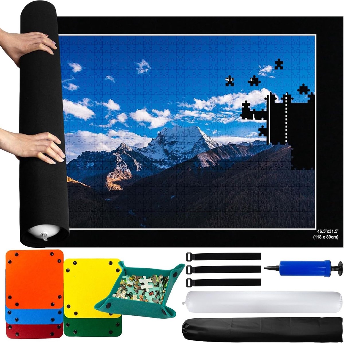 DailySuppliess®   voor 2000 stukjes - Puzzelmap met accessoires - Puzzelbord -  ten -   Volwassenen en kinderen - Geschikt voor puzzel van 2000 stukjes - Zwart