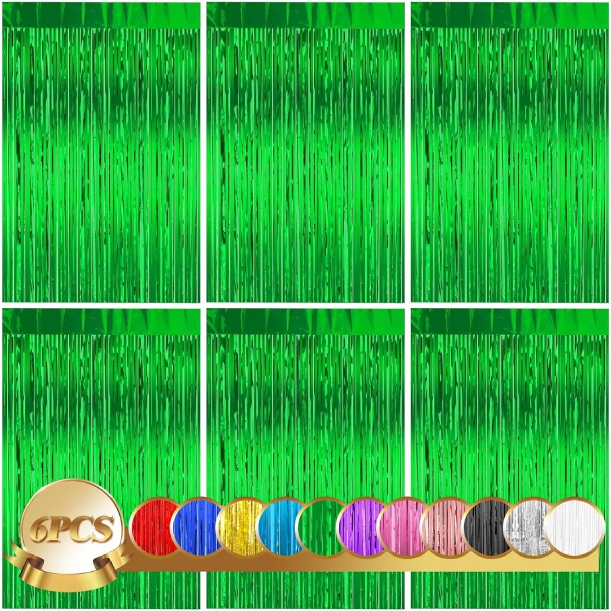 Dairy 6 stuks- Deurgordijn, glitter gordijnen met kwastjes,Achtergrond Glittergordijn, voor verjaardagen, feestdecoraties (groen,1 x 2m)