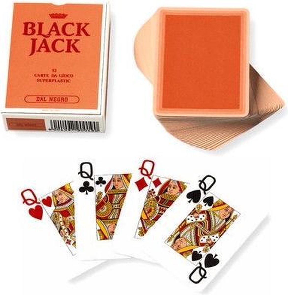 Dal Negro Speelkaarten Black Jack 6,3 X 8,8 Cm Karton Oranje