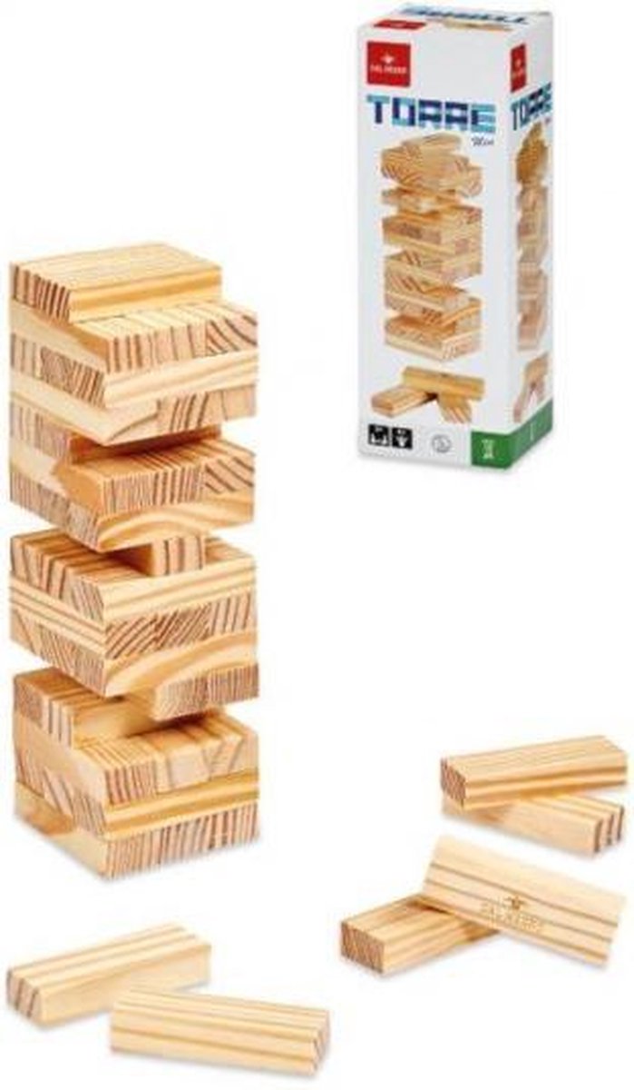 behendigheidsspel mini stapeltoren Jenga 19,5 cm hout 48-delig