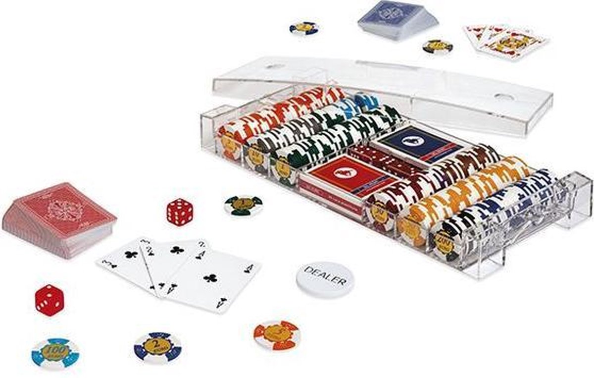 pokerset Luxe 41,5 cm plex transparant 6-delig