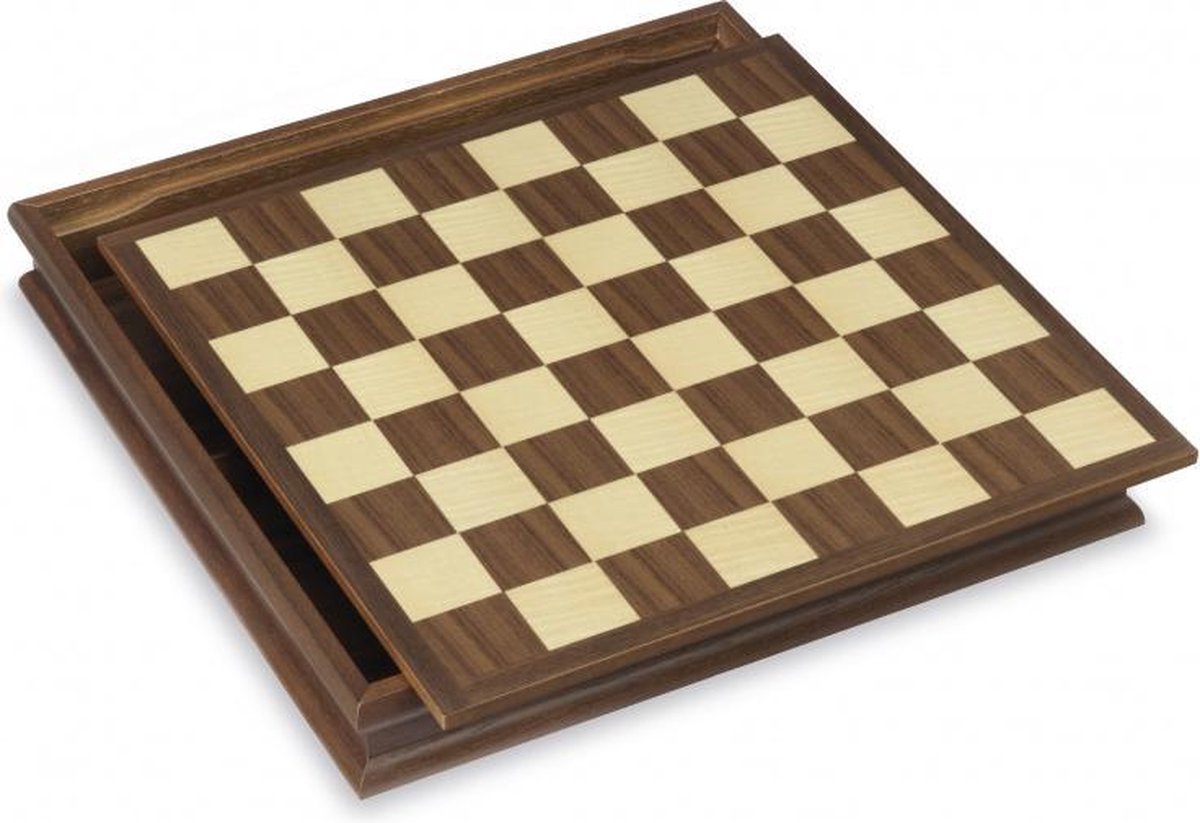 schaakspel Poker 39 cm hout naturel/bruin 3-delig