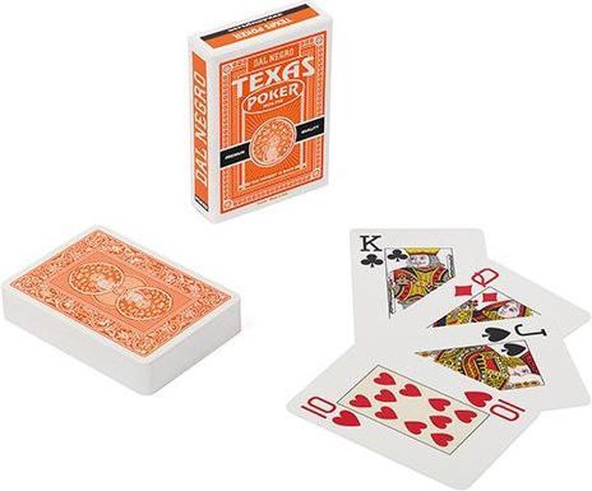 speelkaarten Texas 8,9 cm PVC oranje 55-delig