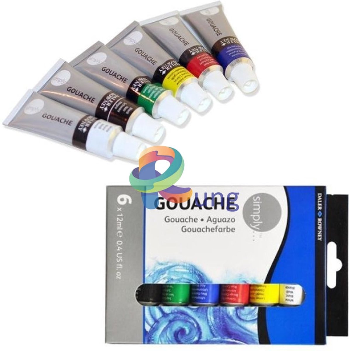 Daler-Rowney aquarel set papier12 stuks aquarelverfset 6 tubes 5 borstels