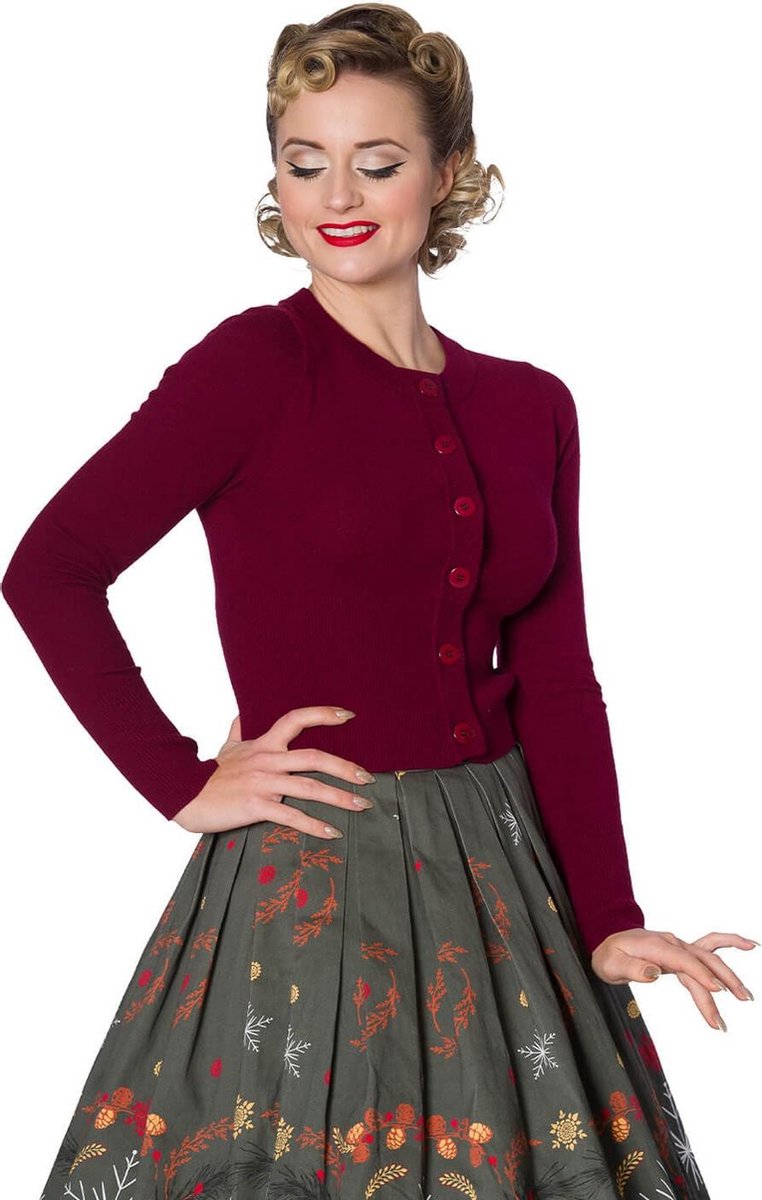 Banned Dolly 50s Cardigan Burgundy