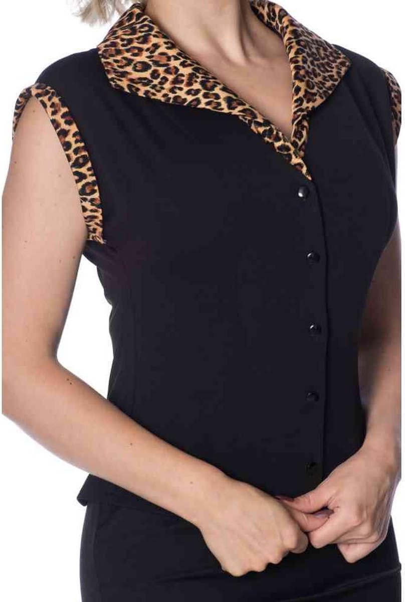 Dancing Days Blouse -2XL- ROCK N ROLL LEOPARD Zwart