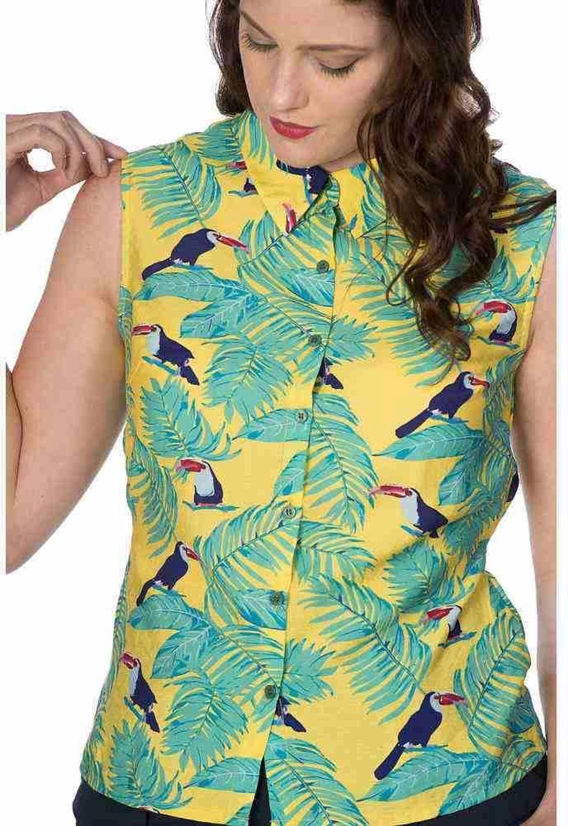 Dancing Days Blouse -2XL- TOUCAN ALL OVER BLOUSE Geel