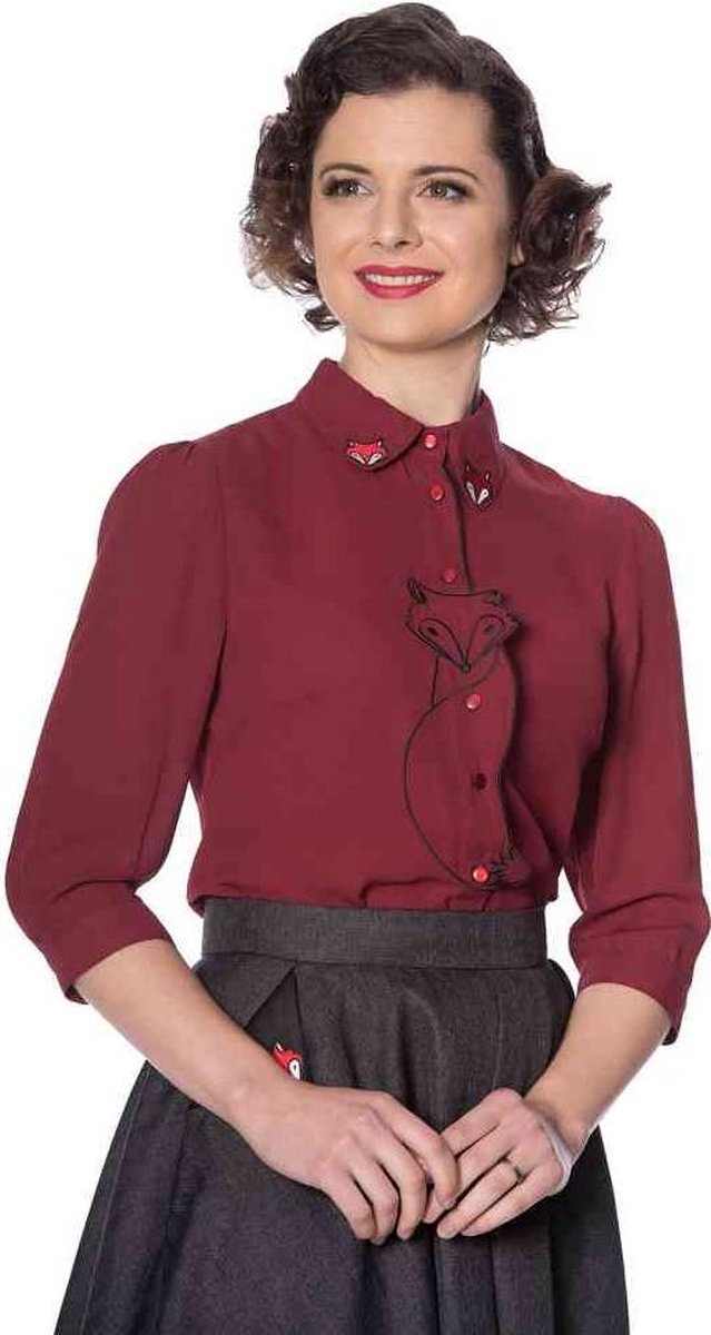 Dancing Days Blouse -L- FOXY Bordeaux rood