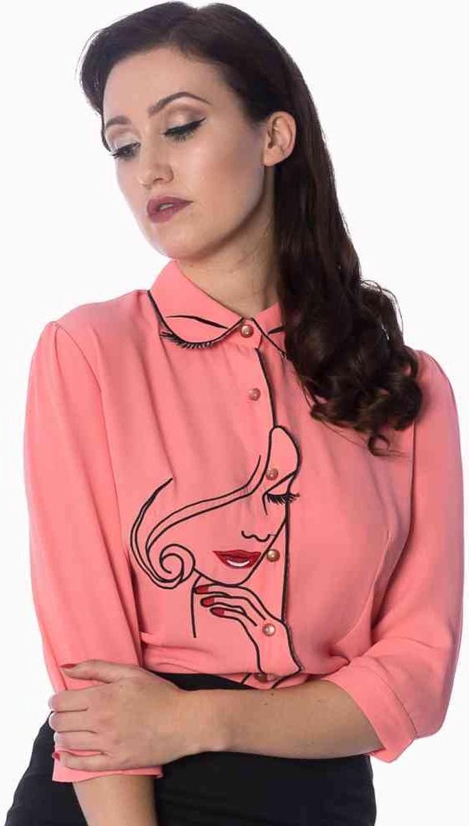 Dancing Days Blouse -M- MODEL FACE Roze